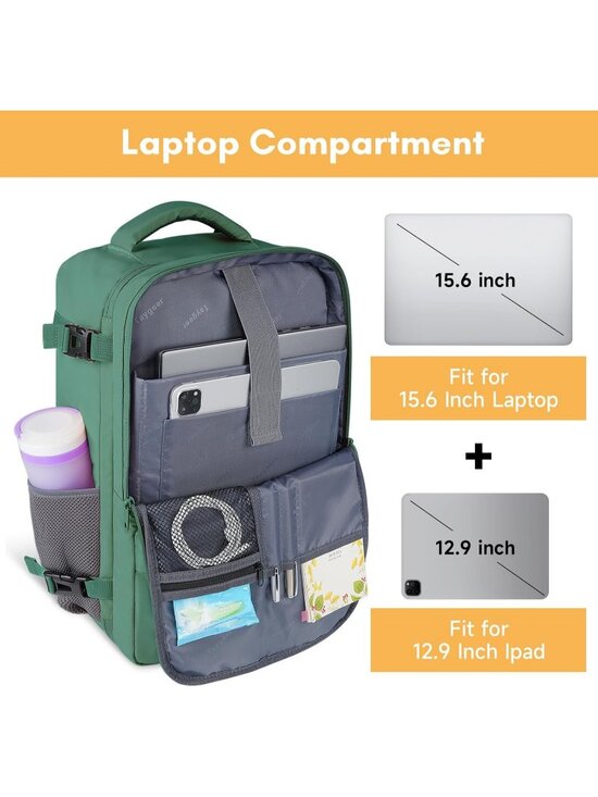 Women\'s Peargreen 15.6inch Laptop Mochila Flight Approved Daypack with Pocket main image 6